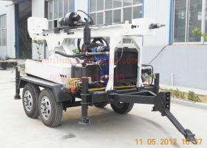 China Hydraulic Rotation Water Well Drilling Equipment With 4 Wheel Trailer Mounted wholesale