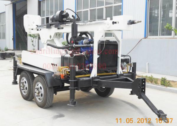 Quality Hydraulic Rotation Water Well Drilling Equipment With 4 Wheel Trailer Mounted for sale