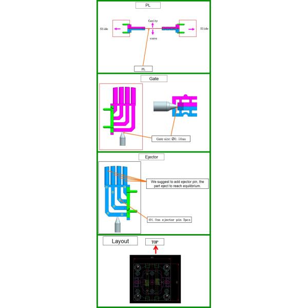 Tunnel Gate 1.2344 Steel Tool Custom Electric Injection Molding For Clear PC