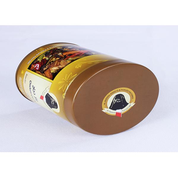 CMYK Printing Round Metal Coffee Tin Containers Food Grade Tinplate Material