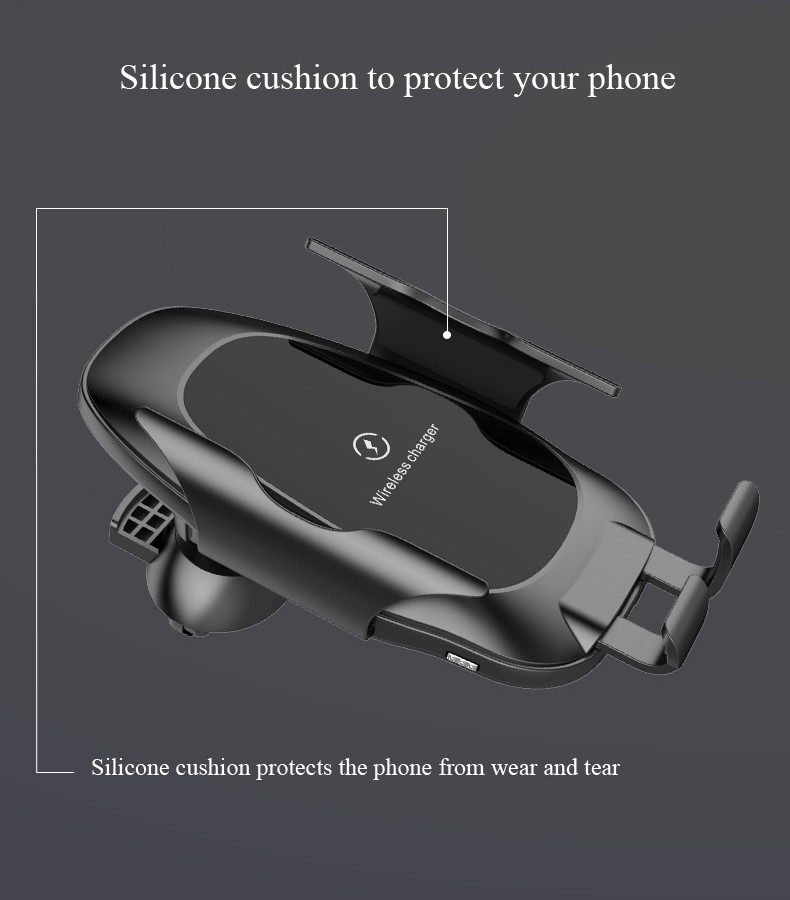 Auto Clamping 10W Car Cellphone Wireless Charger With Suction Cups