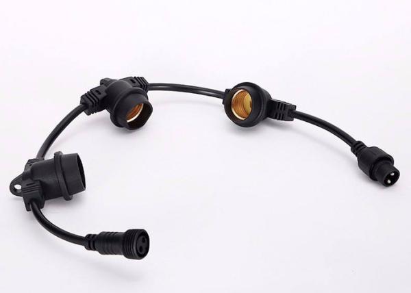Quality Black Outdoor Light String Set / Patio String Light Sets Extension Cord Weather Proof for sale