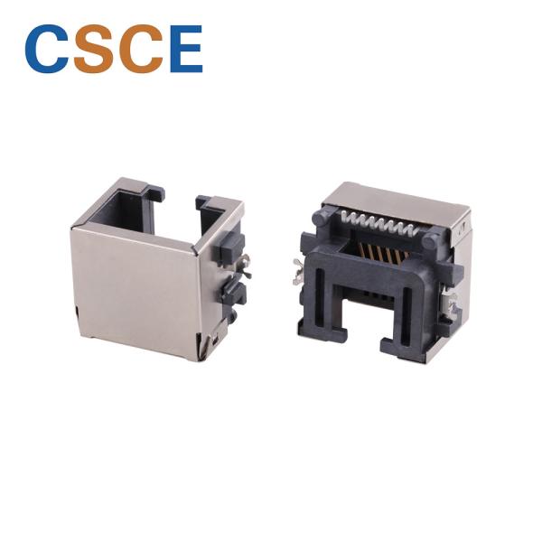 Quality 1 * 1 Port SMT RJ45 Connector 90 Degrees Nickel Plating Shielding Shell Without LEDs for sale