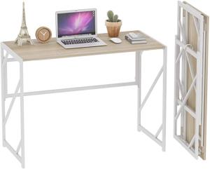 Folding Steel Executive Desk Writing Computer Desk No Assembly Study Office Desk