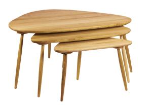 Solid Wood Nesting Side Coffee Table Irregularity Top Rustic Nesting Tables