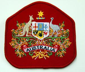 Twill Fabric Custom Logo Merrow Edges Backing Glue Embroidered Patches