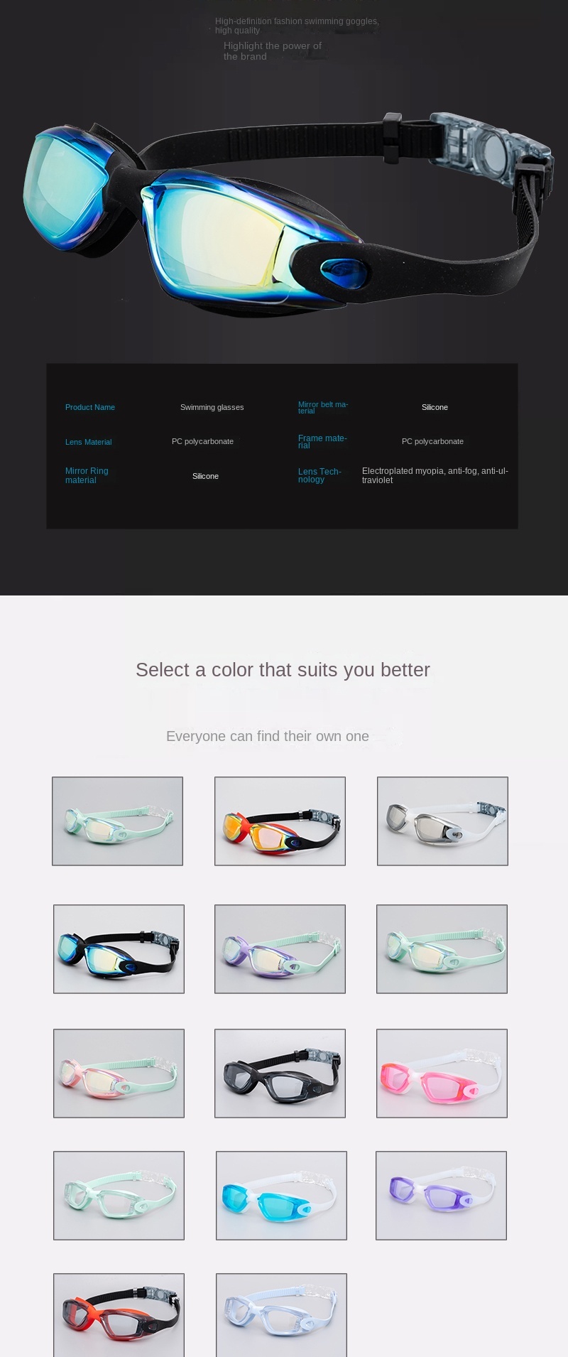 Advanced Anti - Fog & UV Protection Swimming Goggles