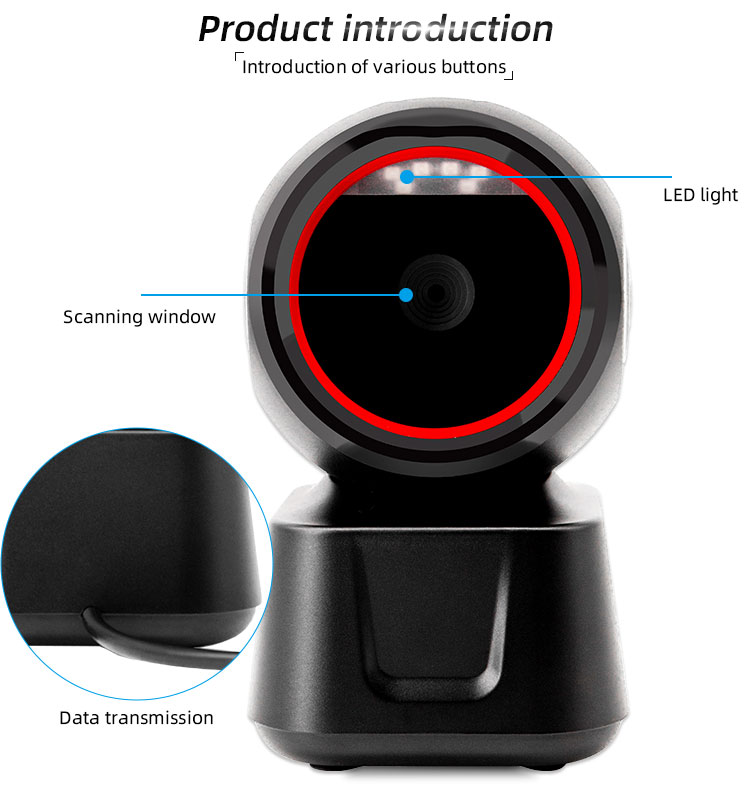 Supermarket X7-600 Desktop Corded Qr Code Scanner Reader 2D QR with USB TYPE-B Interf