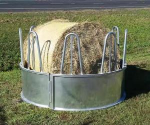 Galvanized Feeder With Tombstone Railings For Cattle 12 Feed Openings