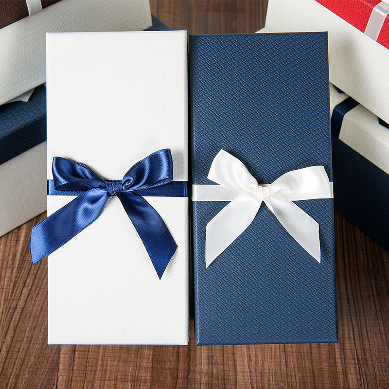 Custom Order Empty Cardboard Wedding Gift Box with Bow Tie and Ribbon Logo Printing