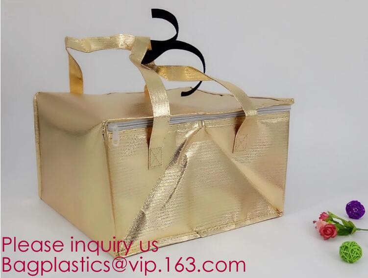 Custom Packing Aluminum Foil Zip-Lock Grocery Handle Thermal Insulation Cooler Bag For Outdoors,Promotional Insulated La