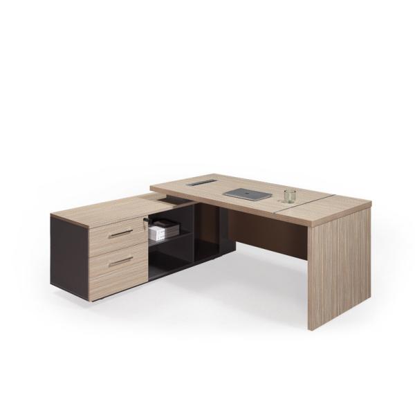 Melamine Panel Wooden Style Executive Desk With Side Cabinet 5 Years Warranty