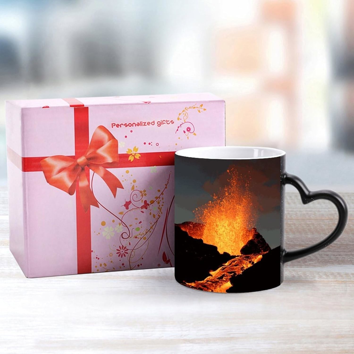 Ceramic Color Changing Mug Birthday Gifts for Men Women Heat Changing Coffee Mug Cup with Heart 16 oz