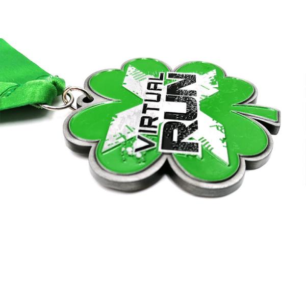 Quality four leaf clover virtual Custom Running Medals for sale