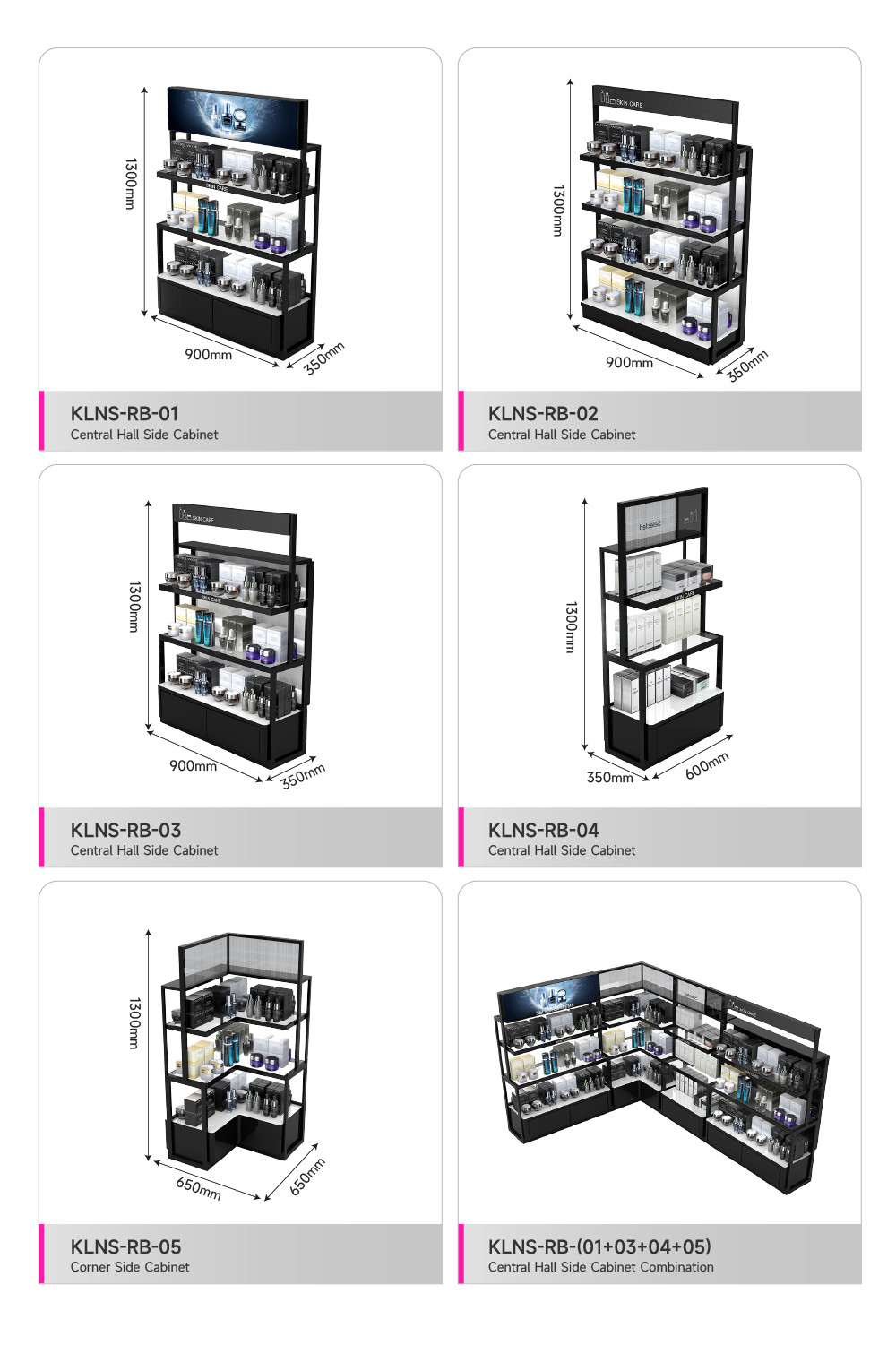 Customized Perfume Display Cabinet Black Wooden Makeup Display Furniture with Lightbox for Cosmetic Store Interior Design
