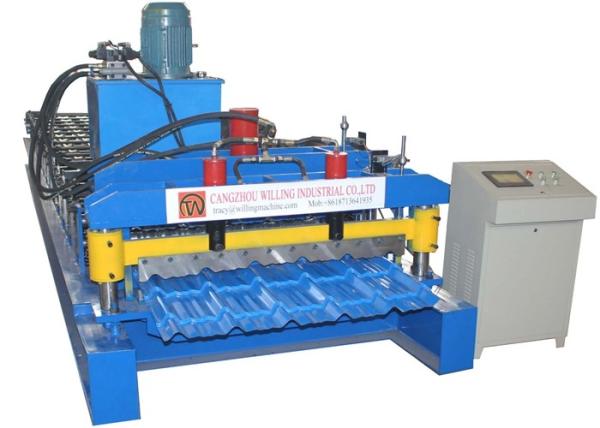 Quality Hydraulic Motor Glazed Tile Roll Forming Machine  3-4m / Min High Efficiency for sale