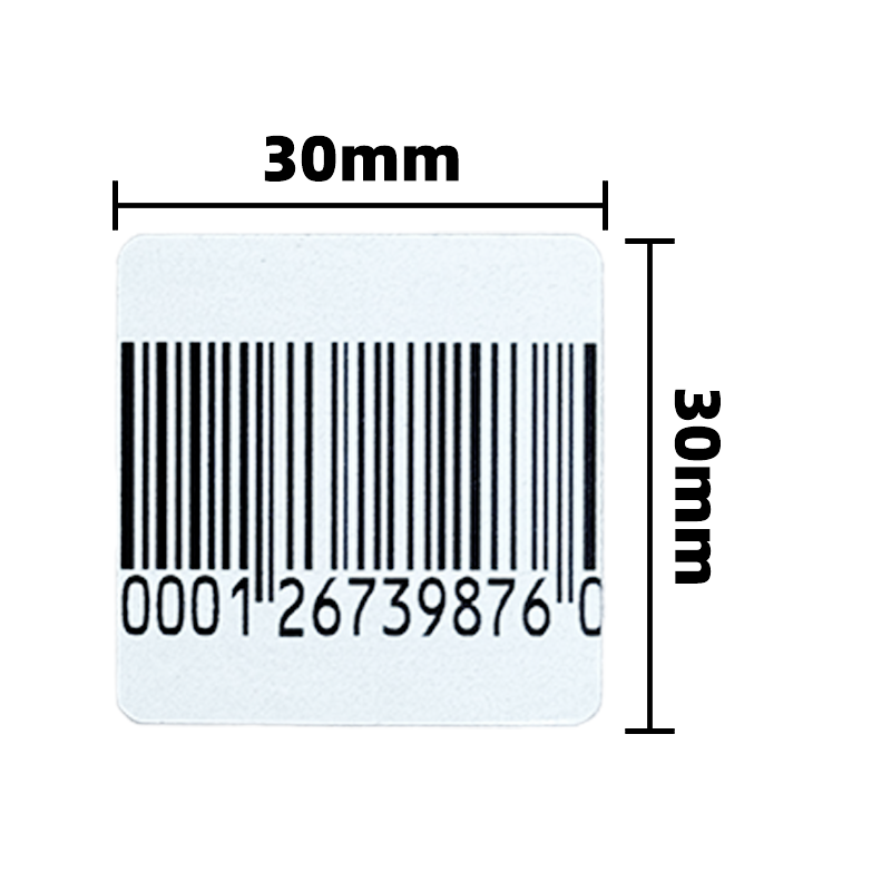 Clothing Store Retail Store EAS 8.2MHz RF Security Soft Label 30 X 30mm Coated Paper With Bar Code