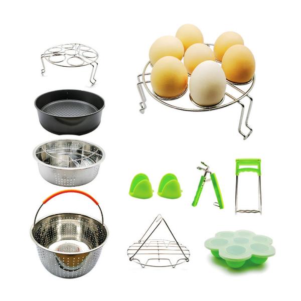 Quality 10 Pcs Kitchen Accessories for 5,6,8 Qt, Steamer Basket Egg Rack Springform Pan Silicone Pot Holder Egg Bites Mold with recipe for sale