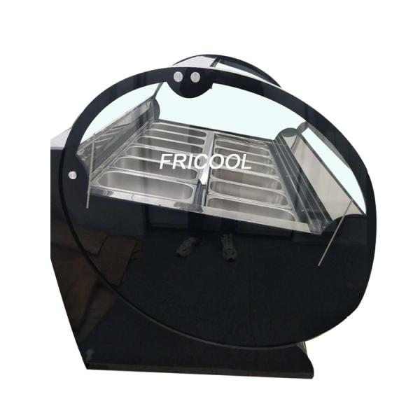 7.5 Amps Curved Glass Ice Cream Display Freezer R290 Refrigerant
