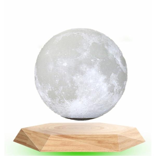 new magnetic levitation rotating yellow and white moon lamp light 5inch christmas gift