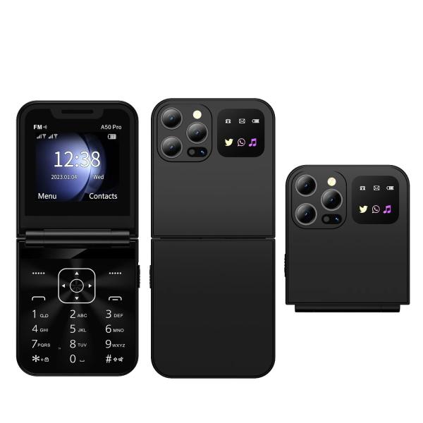 Quality A50 Pro Flip Mobile Phone Dual SIM Call Recording Speed Dial Torch Magic Voice 2.4" 2G GSM FM Radio for sale