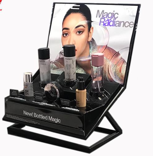 Quality CMYK Printing Retail Makeup Display Shelves Stand Matt Varnish for sale