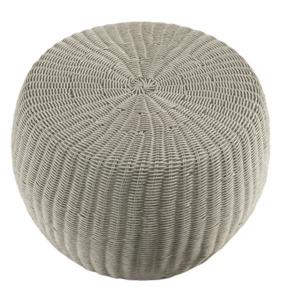 Quality Stylish Garden Set Addition Handwoven Round Rattan Ottoman with Aluminum Frame for sale