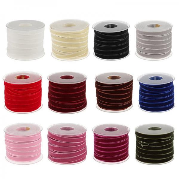 Quality 10mm*20Y Elastic Velvet Ribbon Pink Velvet Wired Ribbon ISO9001 for sale