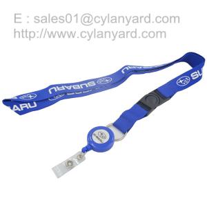 China Retractable pull badge reel lanyards, polyester lanyard with badge reel, on sale