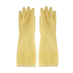 China Anti Leakage Flock Lined Gloves Natural Latex 380mm Extra Long Dish Gloves wholesale