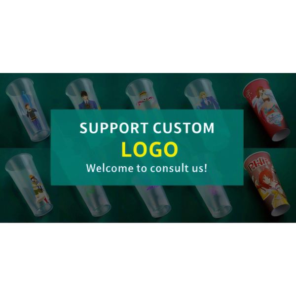 Lesense 90mm Transparent Injection Mould Thick Wall PP Cup with Lid and Straws