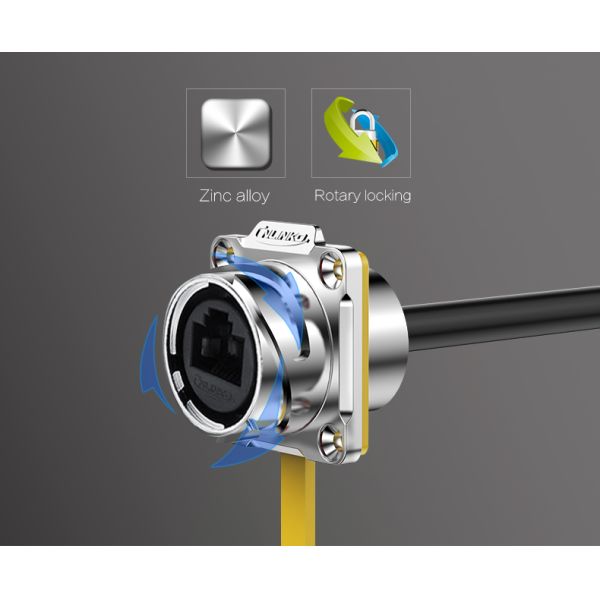 Cnlinko M24 Signal Connector Panel Mount Waterproof IP68 Ethernet Pins Female Waterproof Rj45 Connector