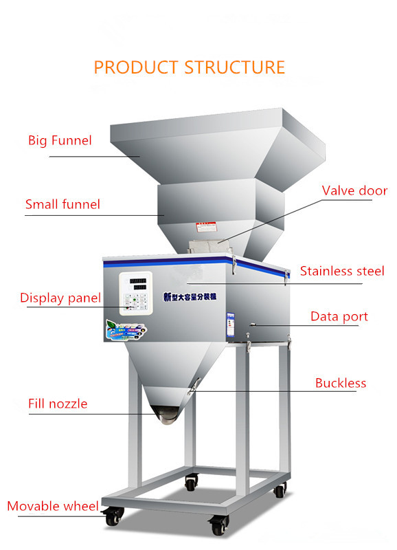 100-5000g Vibration Coffee Bean Tea Bag Sachet Powder Pouch Semi Automatic packing Weighing Filling Machine