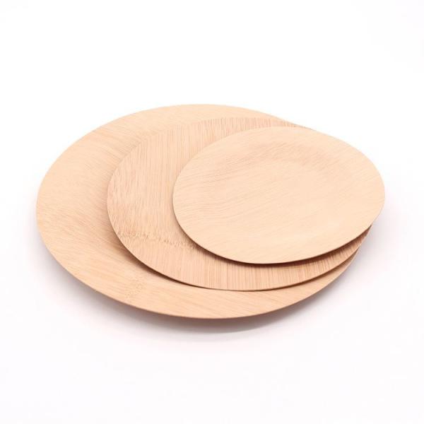 Quality 7'' 8'' 10'' Rustic Round Bamboo Compostable Plates Disposable for sale