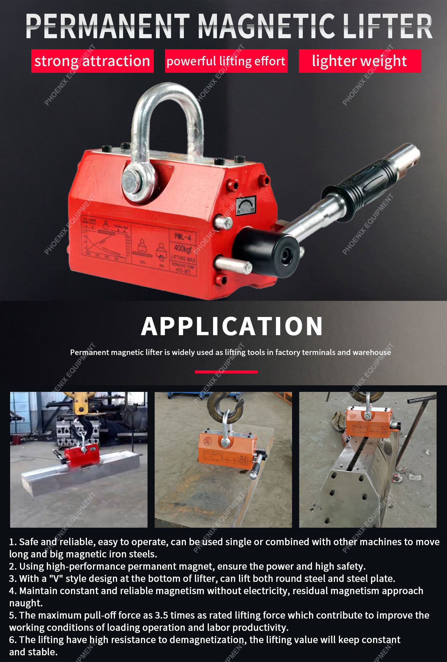 Durable Permanent Magnetic Lifter for Steel Scraps Handling in Building Material Shops