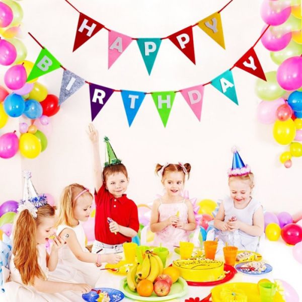 Decorative Pennant String Flags Eco - Friendly Birthday Theme Colorful For Party