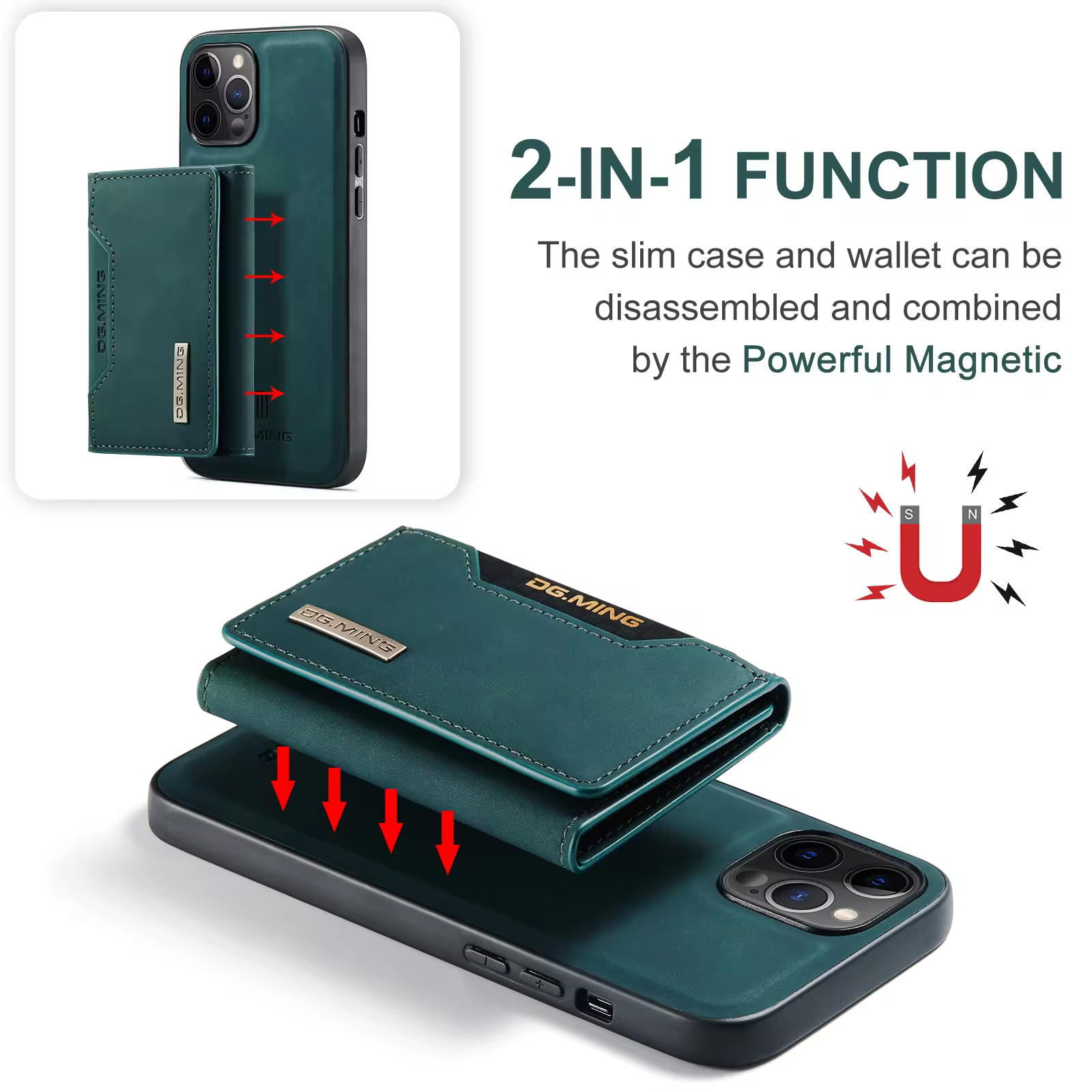 Magnetic Card Holder Wallet Pu Leather Phone Cases for Samsung iPhone 11 12 13 14 15 Pro Max