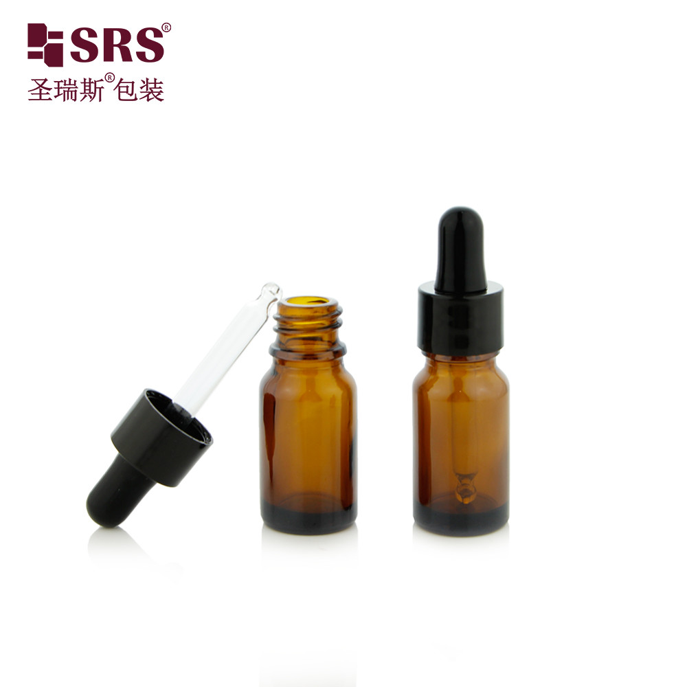 15ml 0.5 oz Empty Amber Color Round Thick Wall Mold Essential Oil Glass Bottle Dropper