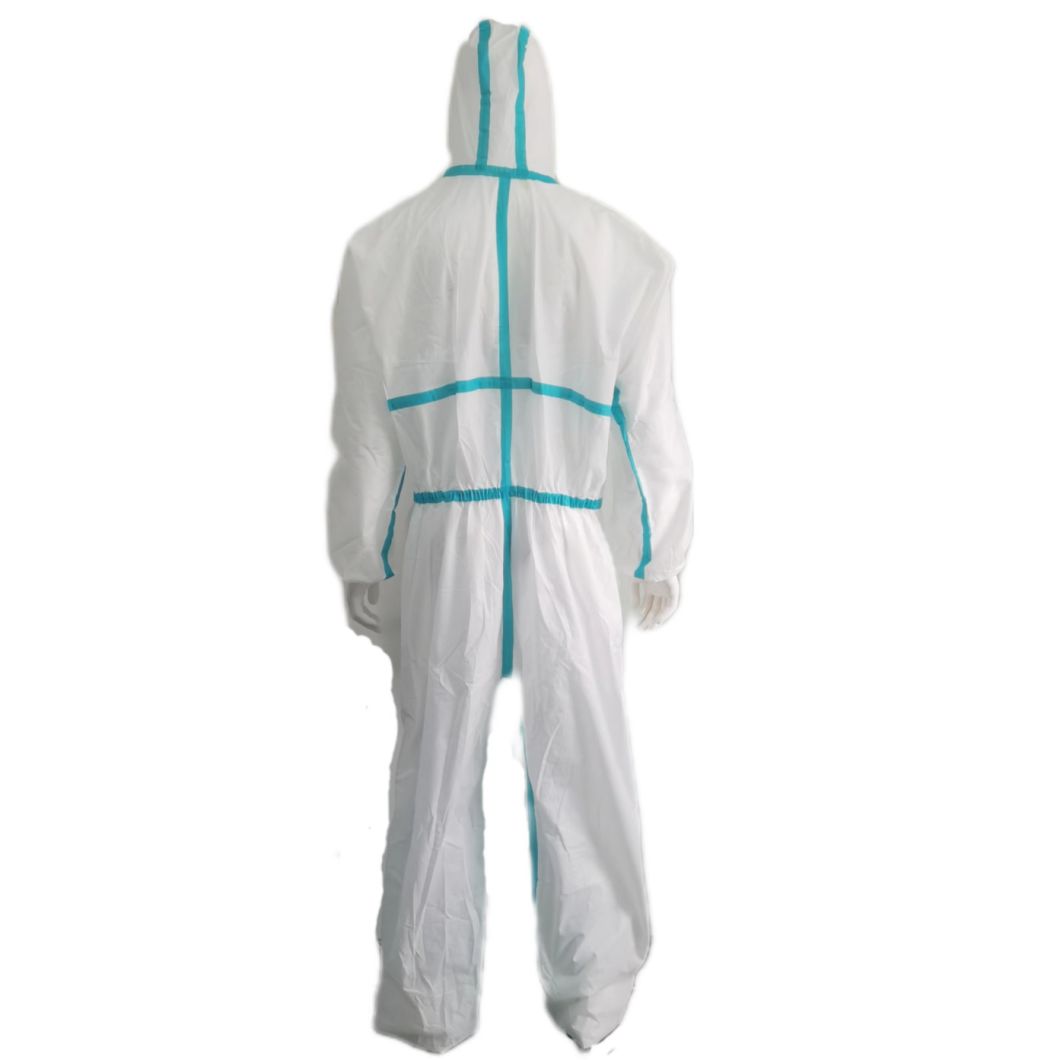 CE En14126 Lightweight SMS Disposable Protective Coverall with Taped Seam Seal