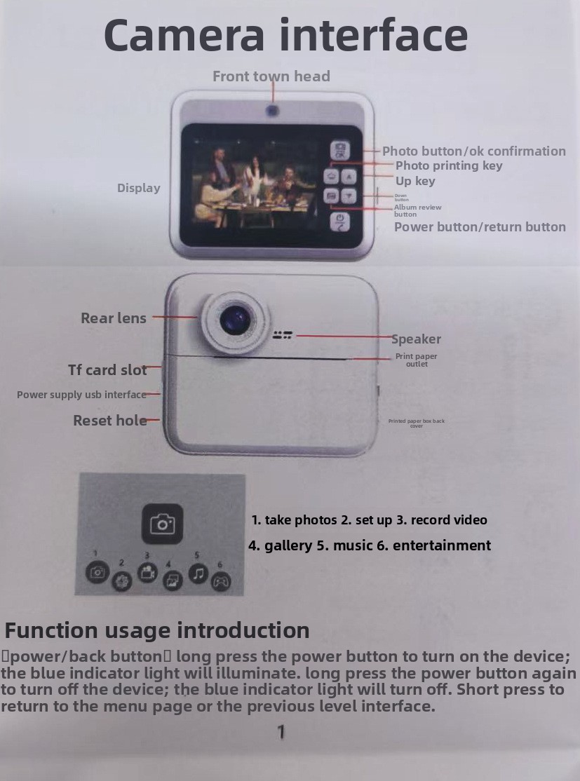 Mini Educational Kids Digital Camera with CMOS Sensor and MicroSD Storage Full HD Video 120 Wide Angle for 3-12 Year Olds