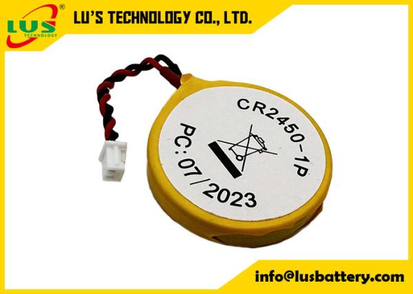 Quality Hi-Capacity Equivalent Of IEC CR2450 CMOS Battery CR 2450 BIOS Button Cell With Cable And Connector For PCB for sale