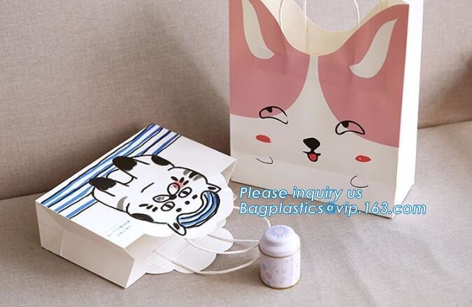 Customized Cut Printed Coated Paper Shopping Bag with Matt Lamination,rope handle custom logo printed white paper bag