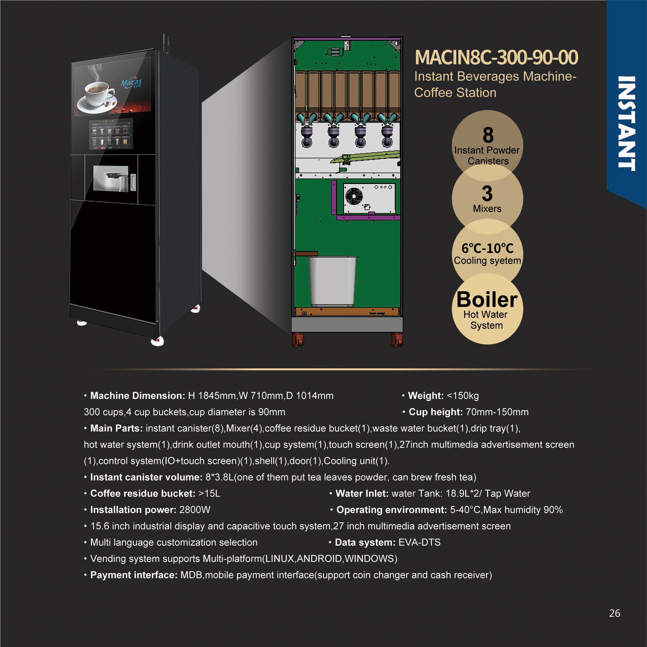 EVOACAS Protein Shake Vending Machine MACIN8C-300-90-00 vending robot gym