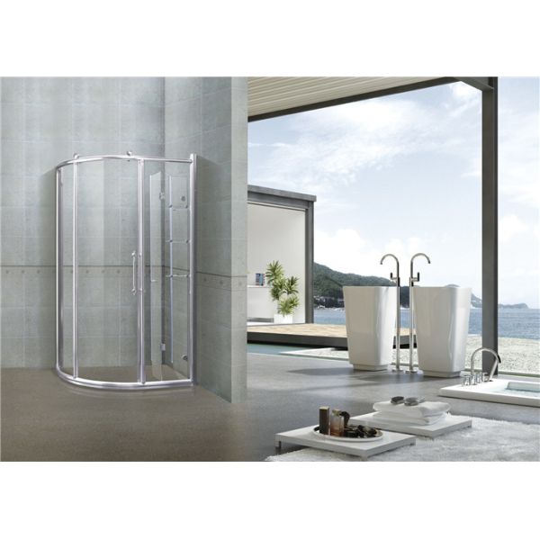 6 MM Chromed Profiles Shower Cabins Copper Rollers With Shower Shelf Sliding Moving Door