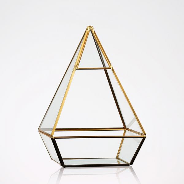 Quality Small Wall Hanging Air Plants , Copper Pyramid Geometric Hanging Terrarium for sale