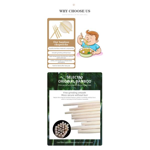 Custom Logo Bamboo Disposable Round Chopsticks for Household/Restaurant/Hotel Dining Experience