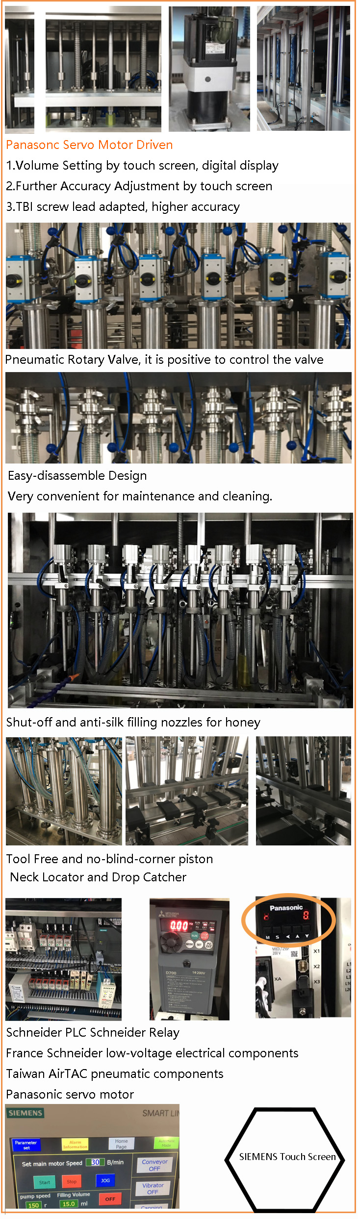 HMI Operation Honey Jar Filling Machine Low Voltage With CIP System