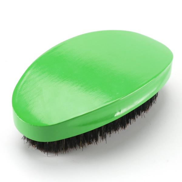 Quality Medium Hard Boar Bristle 360 Wave Brush Bend Curve Green Hairbrush Custom Logo for sale
