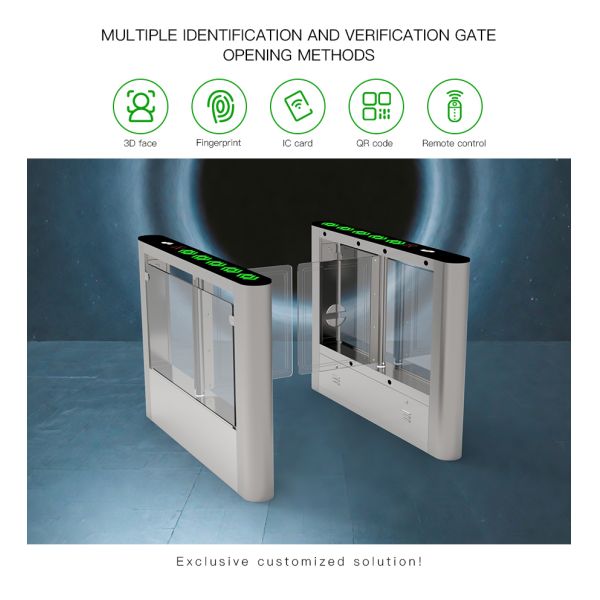 HCW Stainless Steel Turnstiles Swing Barrier Gate Access Control Systems Facial Recognition Turnstile