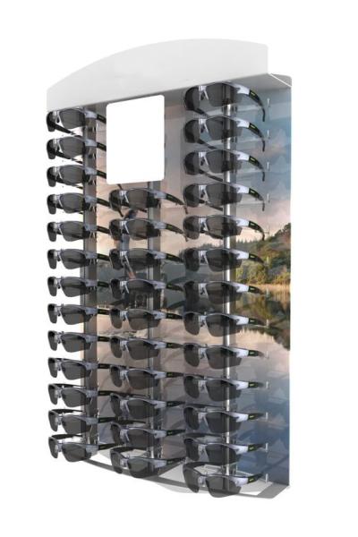 Quality 3 Row Wall Mounted Sunglass Rack , 36pc Optical Frames Display Stands Quick Ship for sale